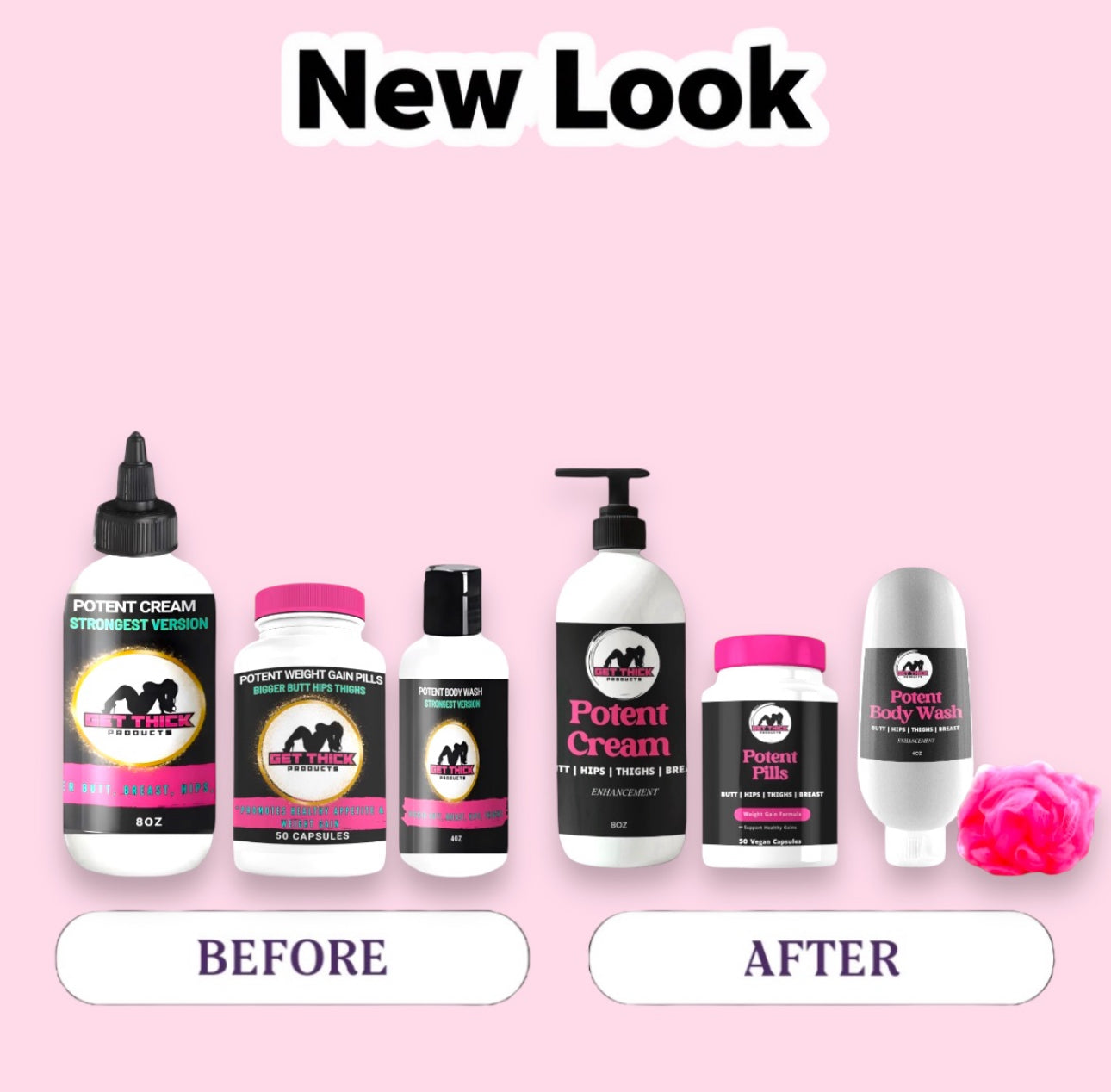 Potent Butt Enhancement Cream, Body Wash & Pills