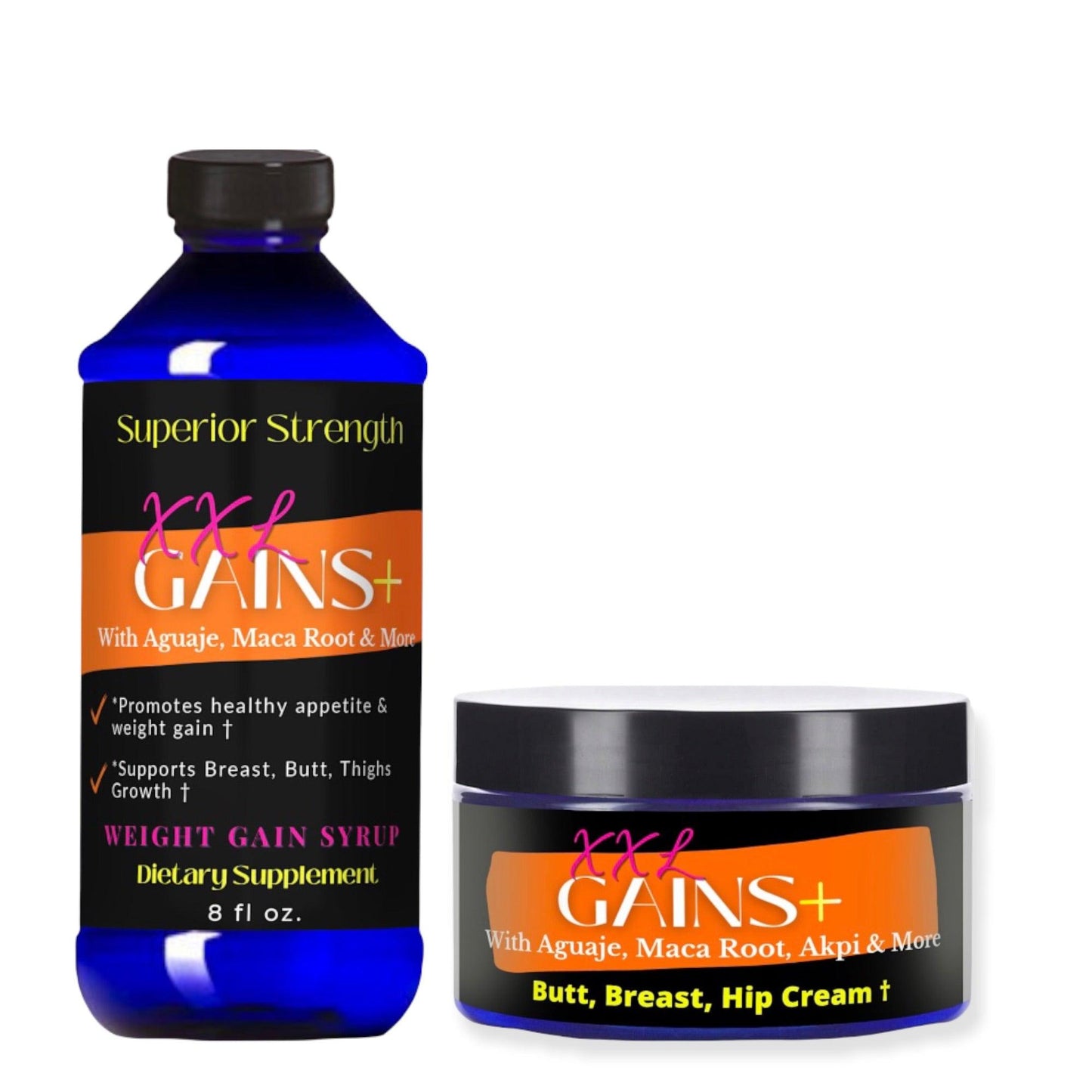 XXl Gains+ Weight Gain Syrup + Herbal Enhanced Bigger butt, Breast, Hip Cream (Combo) - Get Thick Products