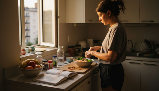 Woman preparing healthy meal in kitchen