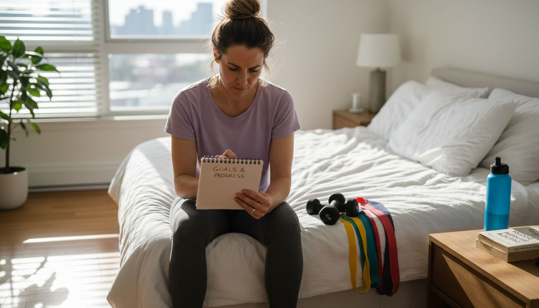 Woman considering body enhancement methods at home