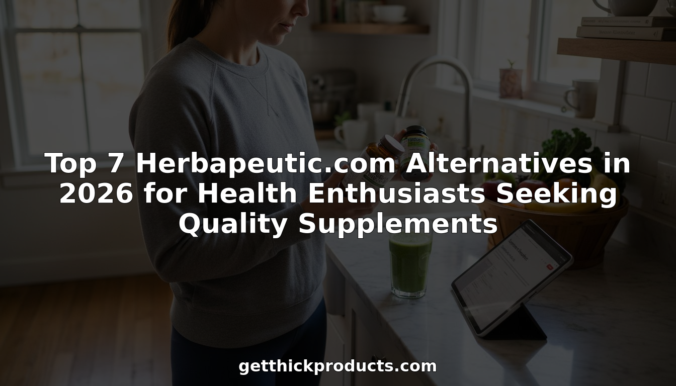 Woman comparing supplement bottles at kitchen counter