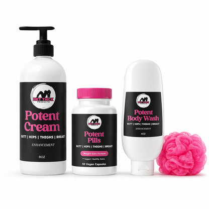 Potent Butt Enhancement Cream, Body Wash & Pills – Boost Your Curves Naturally