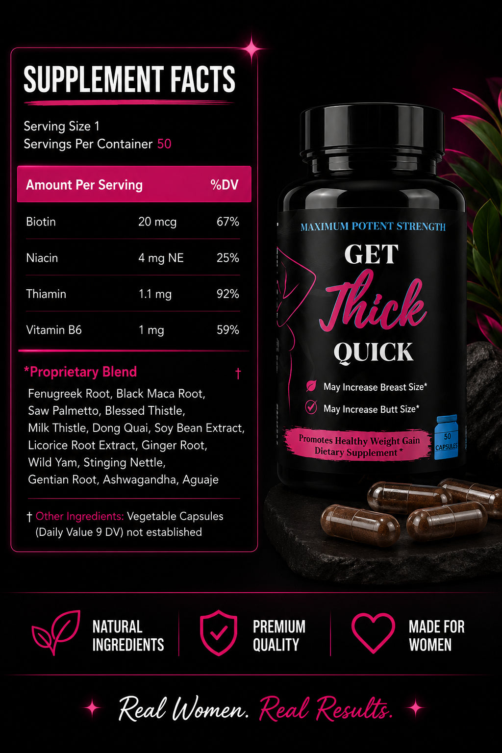 Max Thick Quick: Weight Gain Pills for Women | Get Thick Products