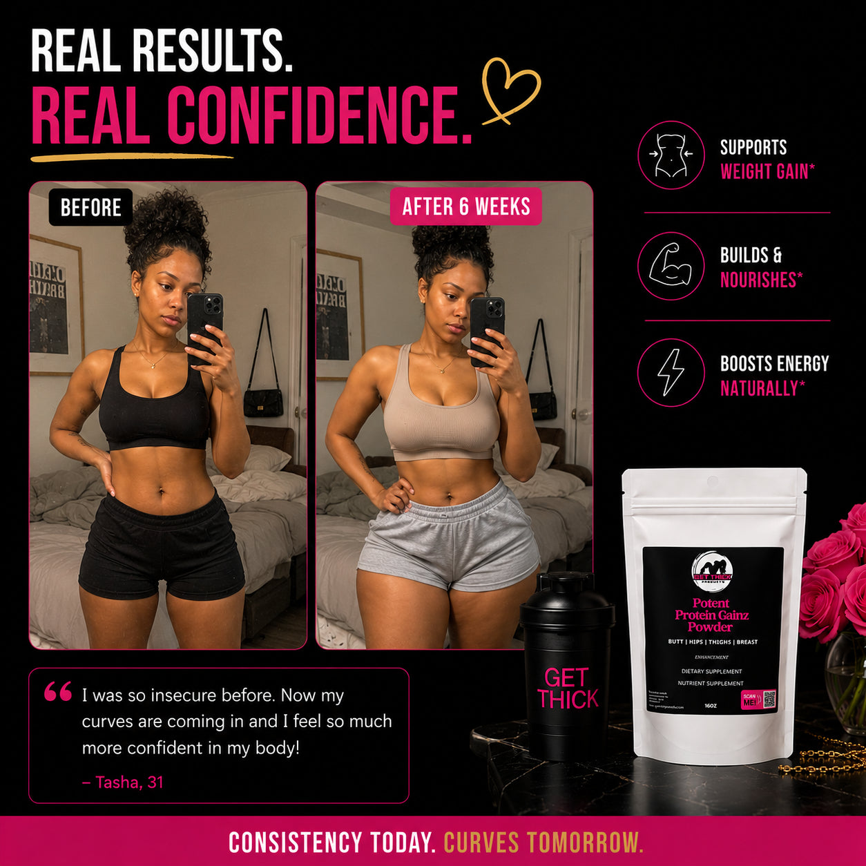 Get Thick Quick Weight Gain Powder – Enhance Your Curves and Gain Weight Fast