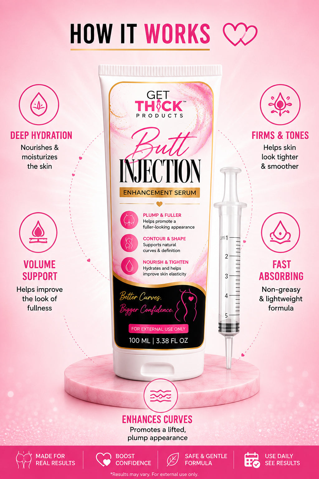 Liquid BBL Serum Alternative: Advanced Sculpting & Plumping Gel with Peptides | Get Thick Products