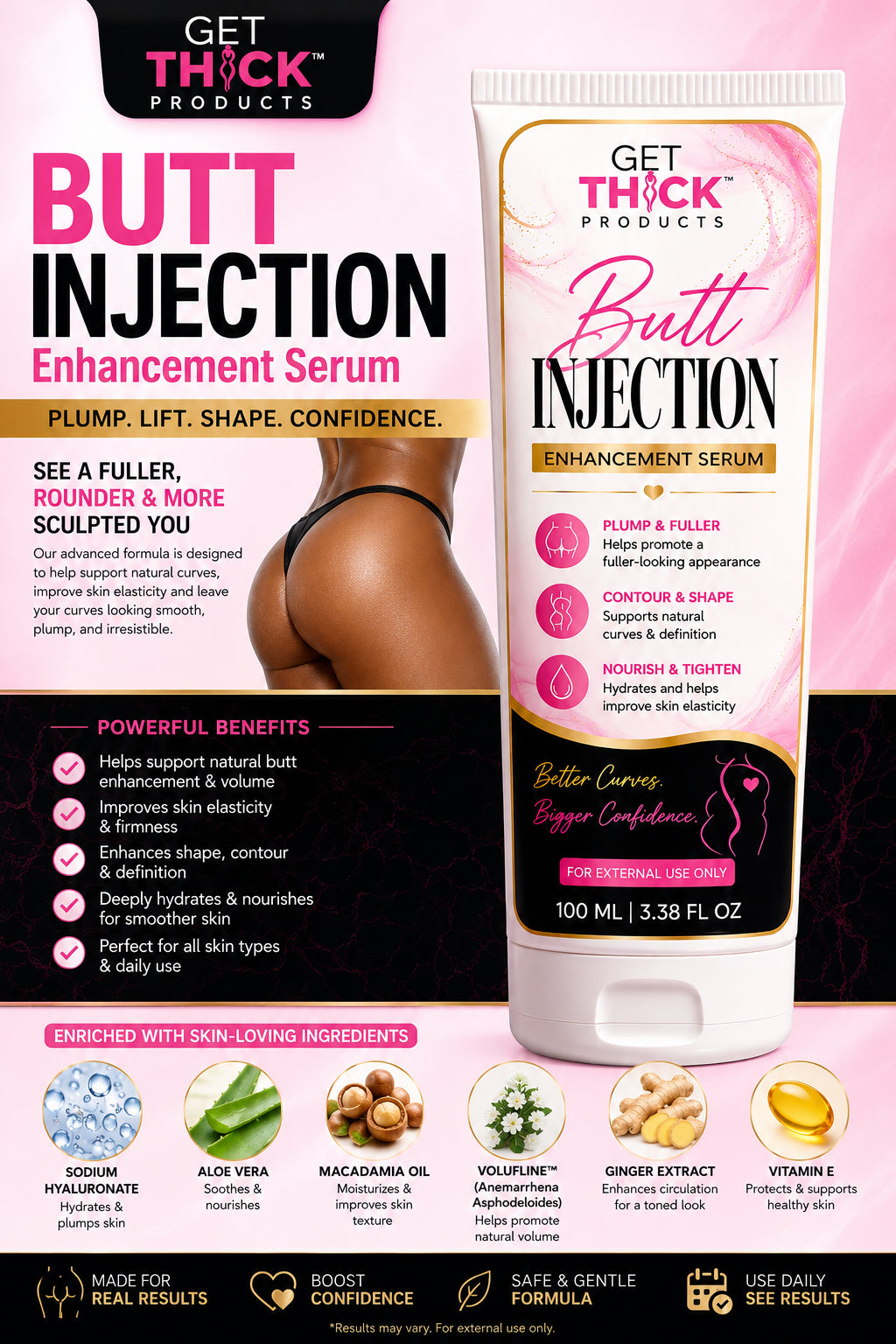 Liquid BBL Serum Alternative: Advanced Sculpting & Plumping Gel with Peptides | Get Thick Products