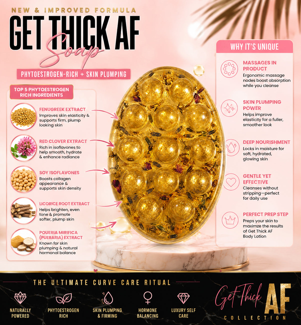 Woman holding Get Thick AF Booty enhancement bar 
