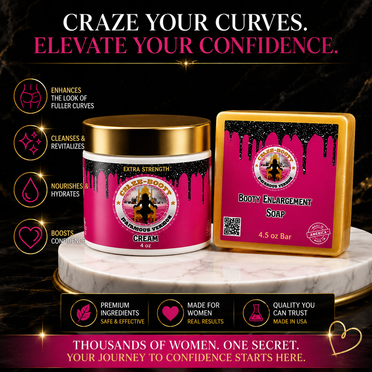 Celeb Booty™ Extra Strength Plumping Body Cream & Cleansing Soap Set – Curves Care
