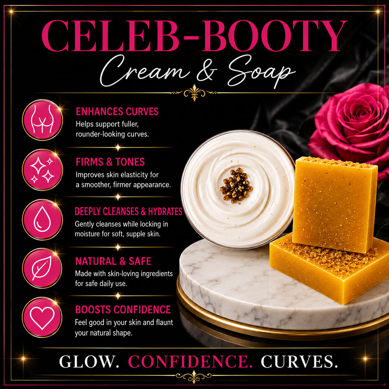 Celeb Booty™ Extra Strength Plumping Body Cream & Cleansing Soap Set – Curves Care