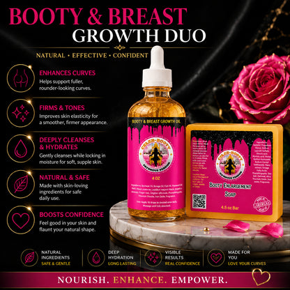 Celeb Booty™ Growth Oil + Cleansing Soap Duo – Curvy Glow Routine System