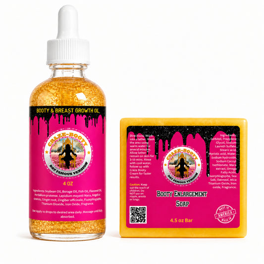 Celeb Booty™ Growth Oil + Cleansing Soap Duo – Curvy Glow Routine System