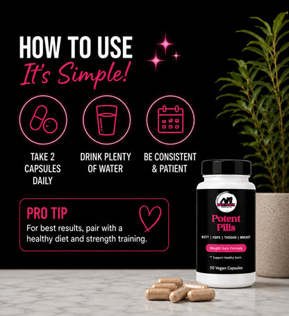 Get Thick Quick™ Potent Capsules for Women | Daily Weight Gain Support