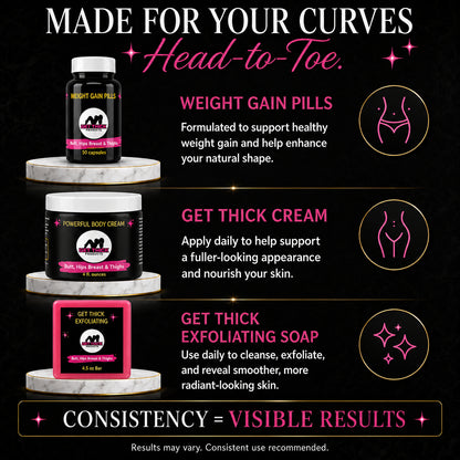 Get Thick Plumping Soap, Cream. Pills - Best Butt Enhancement 3 step System