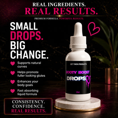 Get Thick Quick™ Booty Boost Drops | Hyaluronic Body Serum for Smooth Skin & Curves Support