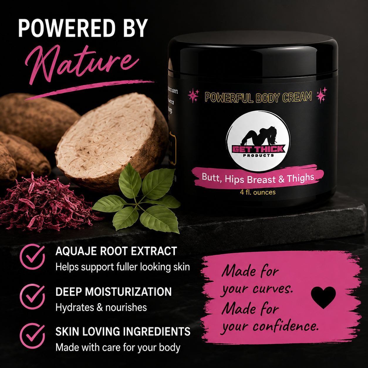 Get Thick Quick™ Butt Enhancement  Body Cream for Curves – Booty, Thigh & Bust (4 oz)