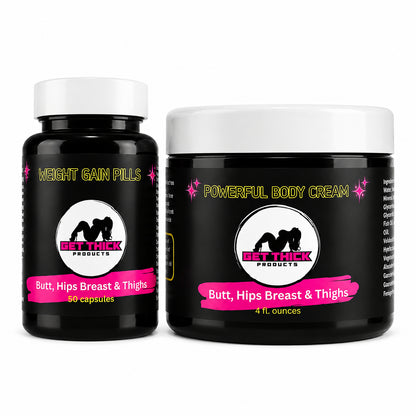 Get Thick Quick™ Butt Enhancement   Cream & Weight Gain Support Capsules Set – 2 steps