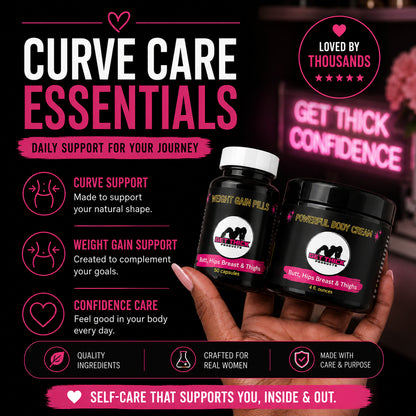 Get Thick Quick™ Butt Enhancement   Cream & Weight Gain Support Capsules Set – 2 steps