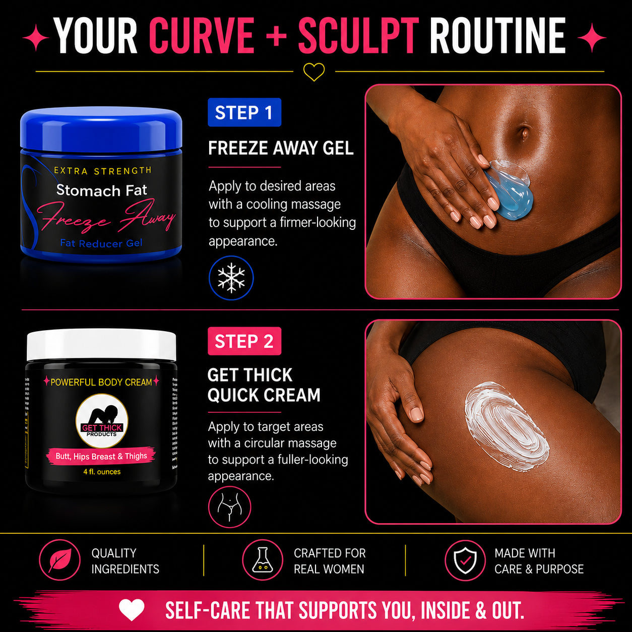 Get Thick Quick™ Enhancement Cream & Freeze Away Fat Detox Gel Duo