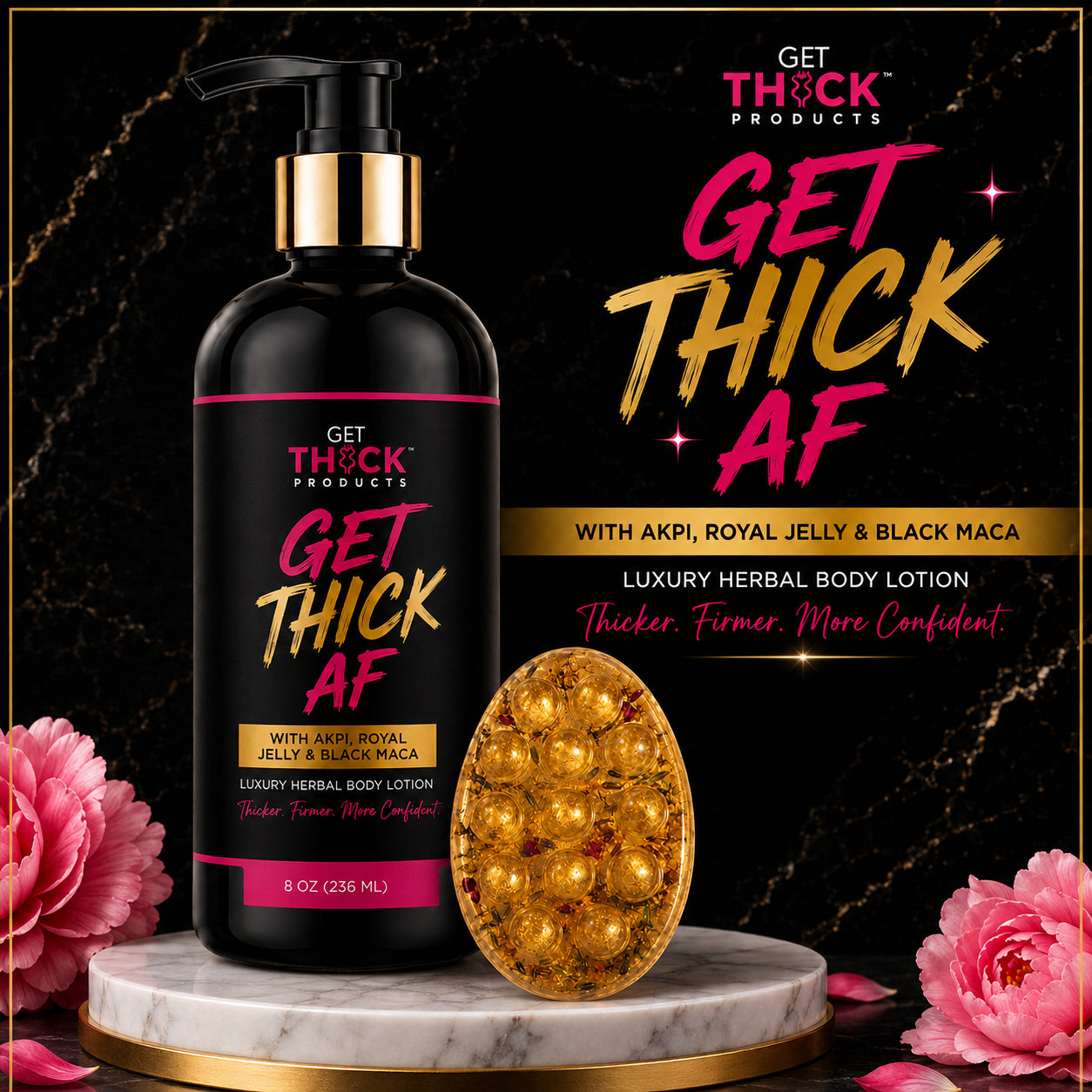 Get Thick AF™  Cream + Soap – 2 Step Booty, Hips, and Breast Enhancement