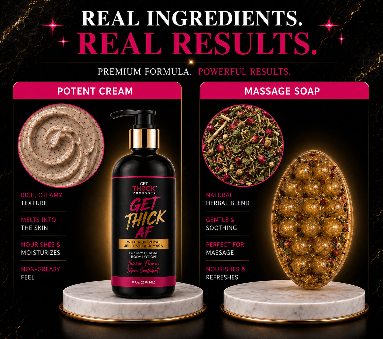 Get Thick AF™  Cream + Soap – 2 Step Booty, Hips, and Breast Enhancement