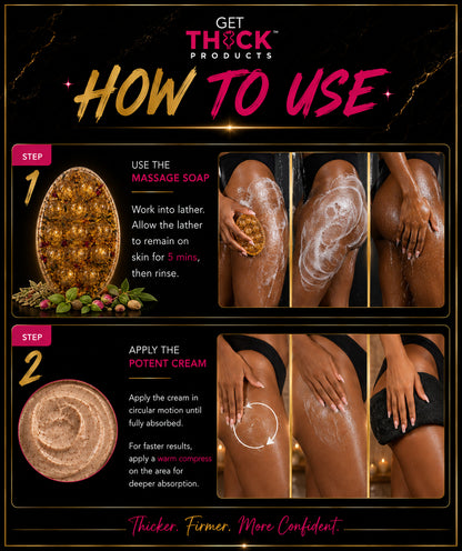 Get Thick AF™  Cream + Soap – 2 Step Booty, Hips, and Breast Enhancement