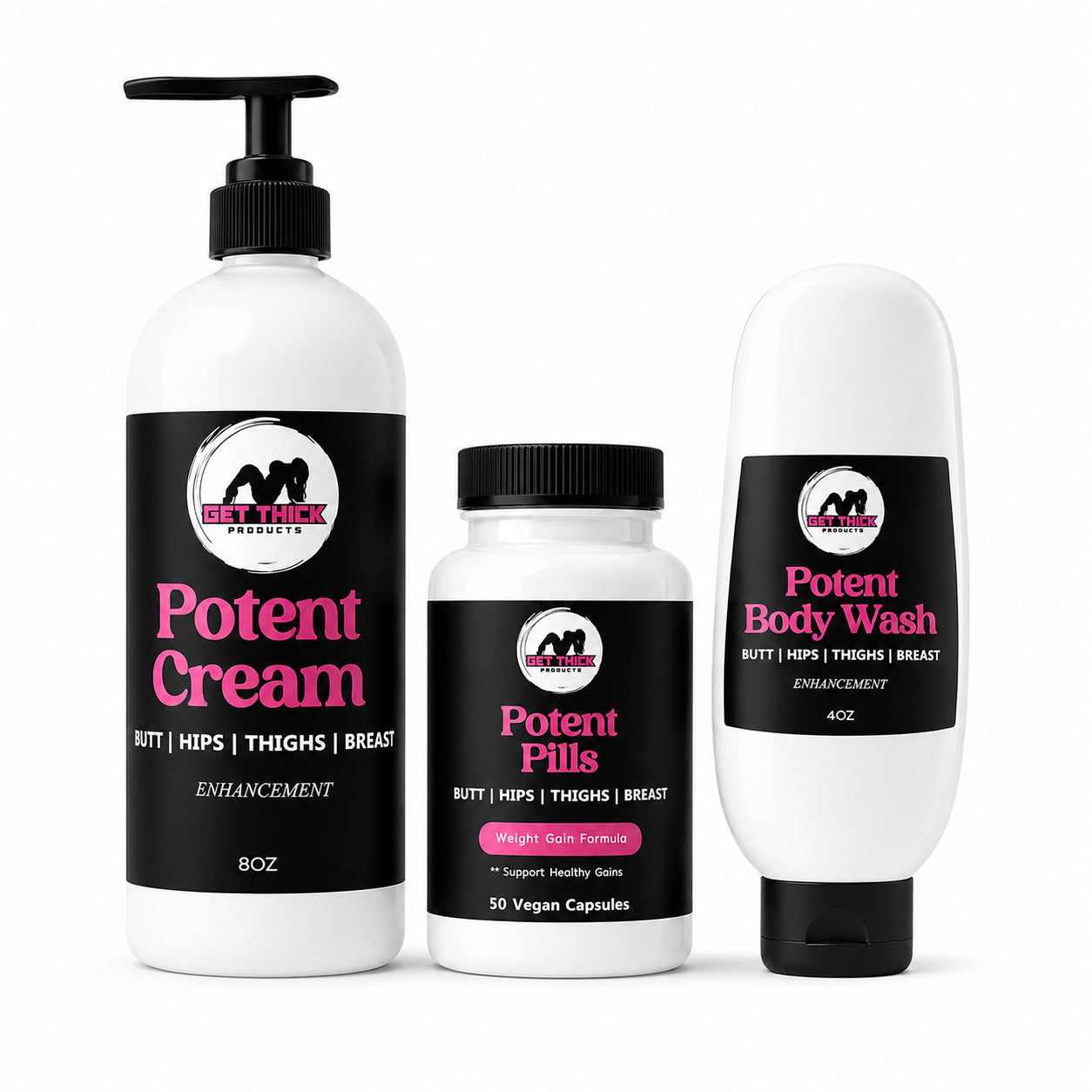 Potent Butt Enhancement Cream, Body Wash & Pills – Boost Your Curves Naturally
