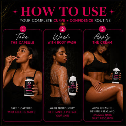 Potent Butt Enhancement Cream, Body Wash & Pills – Boost Your Curves Naturally