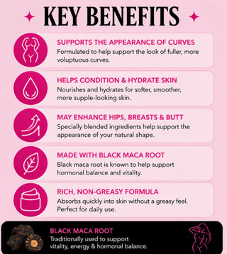 Product key benefits on a pink background with icons and text.
