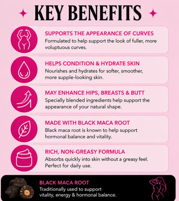 Product key benefits on a pink background with icons and text.