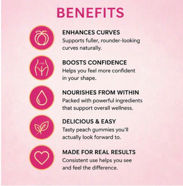 List of benefits on a pink background with icons and text.