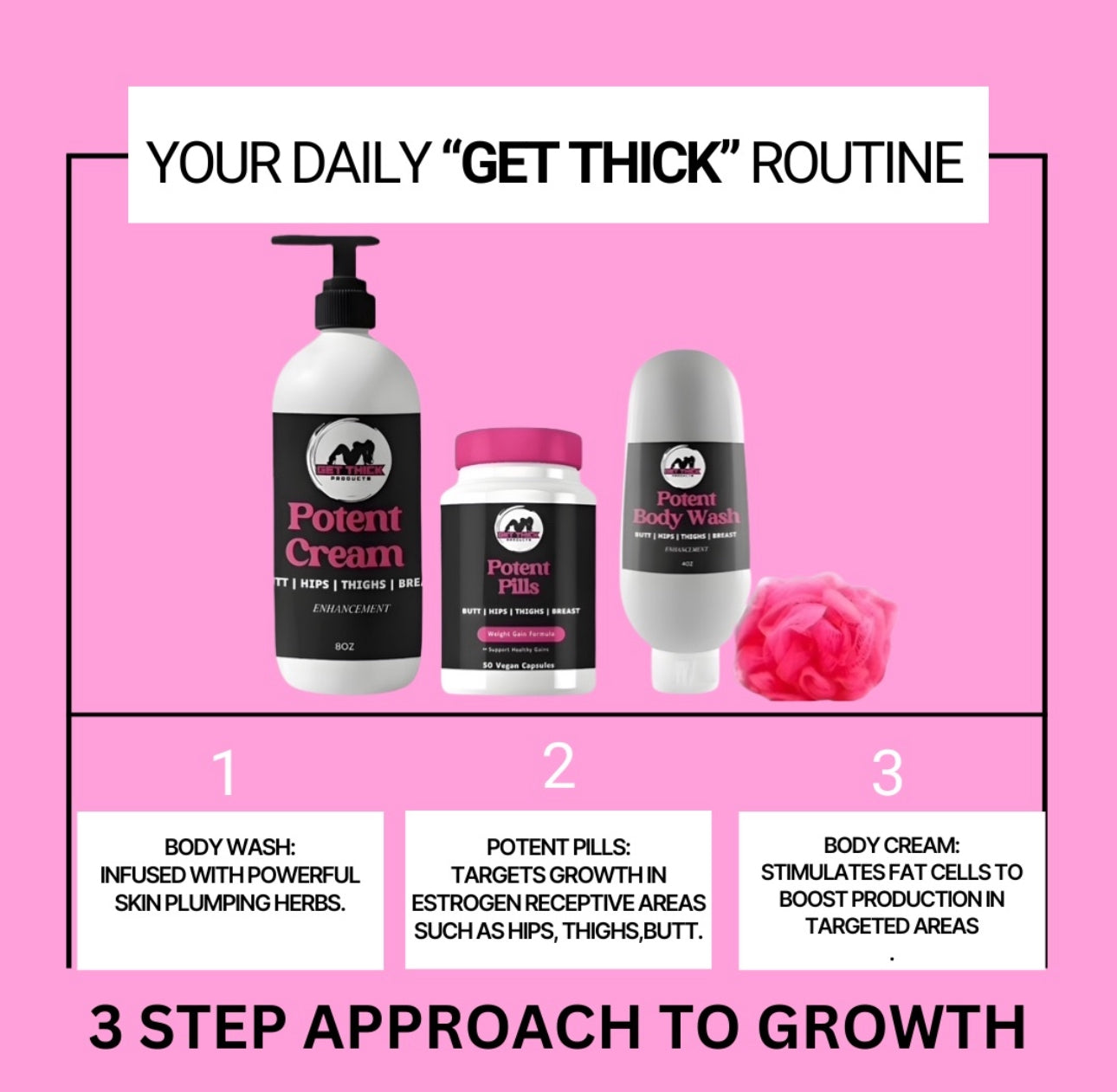 Potent Butt Enhancement Cream, Body Wash & Pills – Boost Your Curves Naturally