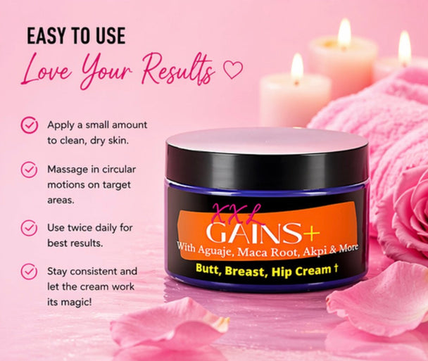 Butt, Breast, Hip Cream jar with pink flowers and candles on a pink background
