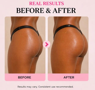 Before and after comparison of a person using Get Thick Products 