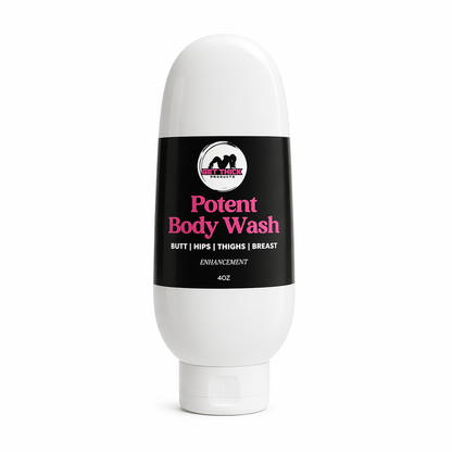 Get Thick Products white body wash bottle with a black label on a white background