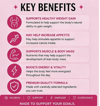 Key benefits of a product on a pink background