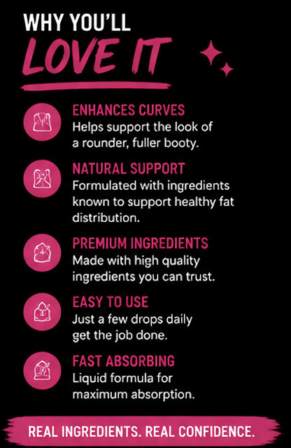 Get Thick Quick™ Booty Boost Drops | Hyaluronic Body Serum for Smooth Skin & Curves Support