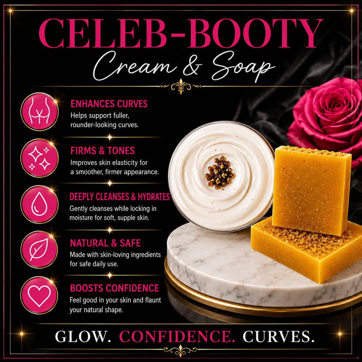 Celeb Booty™ Extra Strength Plumping Body Cream & Cleansing Soap Set – Curves Care - Get Thick Products