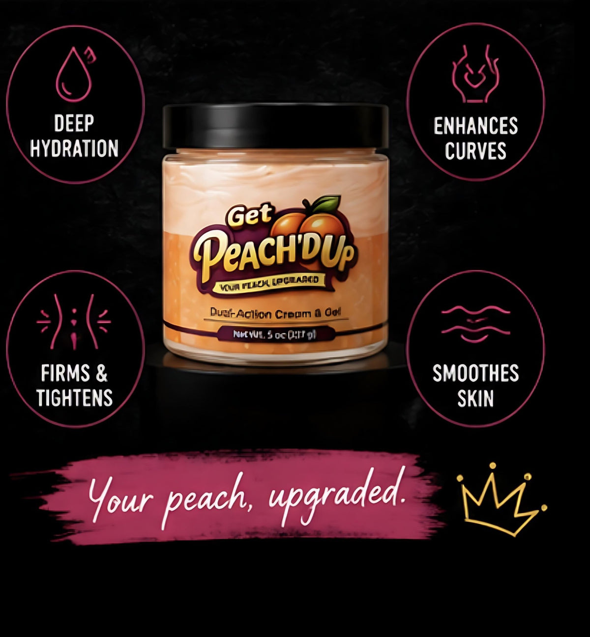 🍑 Get Peach’D Up Dual-Action Cream – 8 oz Peach Body Cream for Women’s Curves - Get Thick Products
