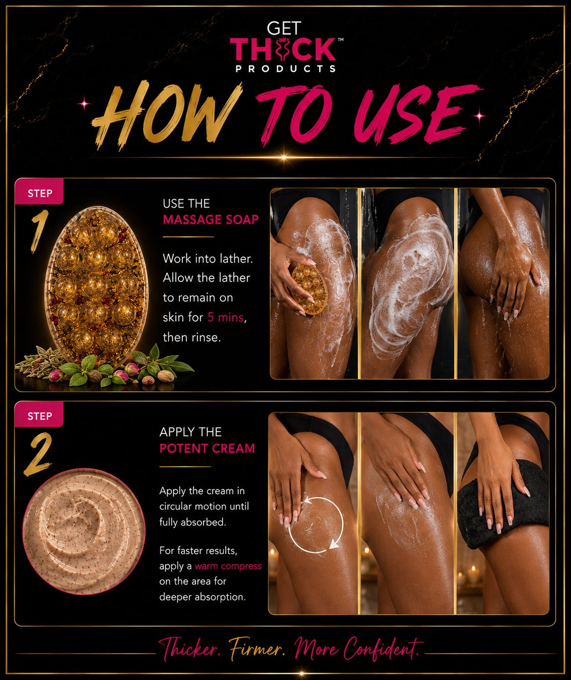 Get Thick AF™ Cream + Soap – 2 Step Booty, Hips, and Breast Enhancement - Get Thick Products