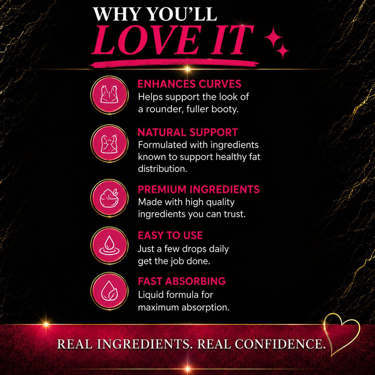 Get Thick Quick™ Booty Boost Drops | Hyaluronic Body Serum for Smooth Skin & Curves Support - Get Thick Products