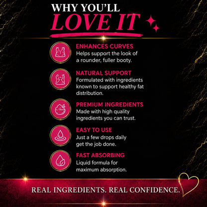 Get Thick Quick™ Booty Boost Drops | Hyaluronic Body Serum for Smooth Skin & Curves Support - Get Thick Products