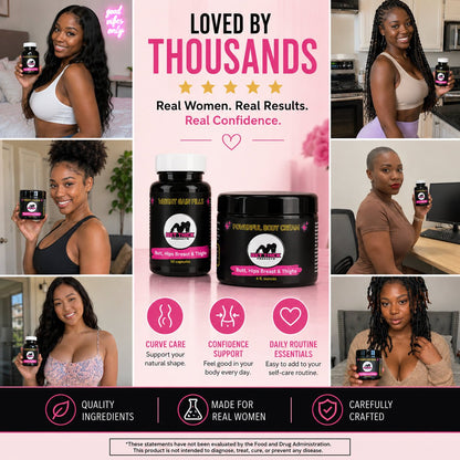 Get Thick Quick™ Butt Enhancement Cream & Weight Gain Support Capsules Set – 2 steps - Get Thick Products