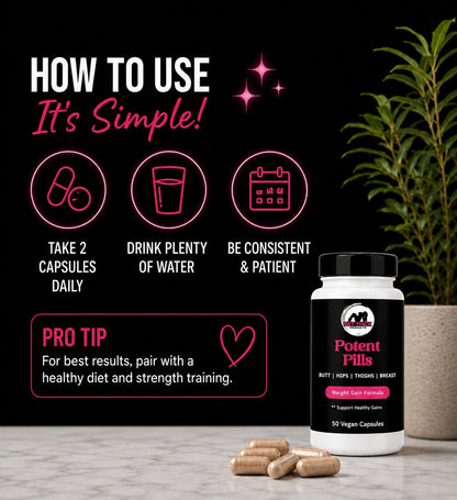 Get Thick Quick™ Potent Capsules for Women | Daily Weight Gain Support - Get Thick Products