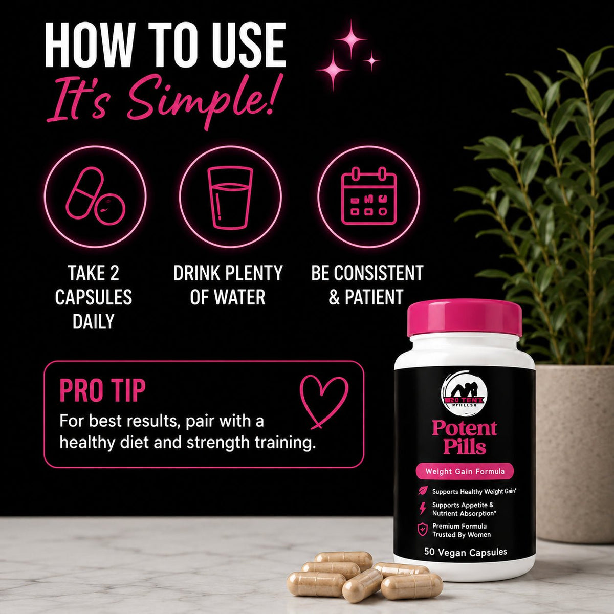 Get Thick Quick™ Potent Capsules for Women | Daily Weight Gain Support - Get Thick Products