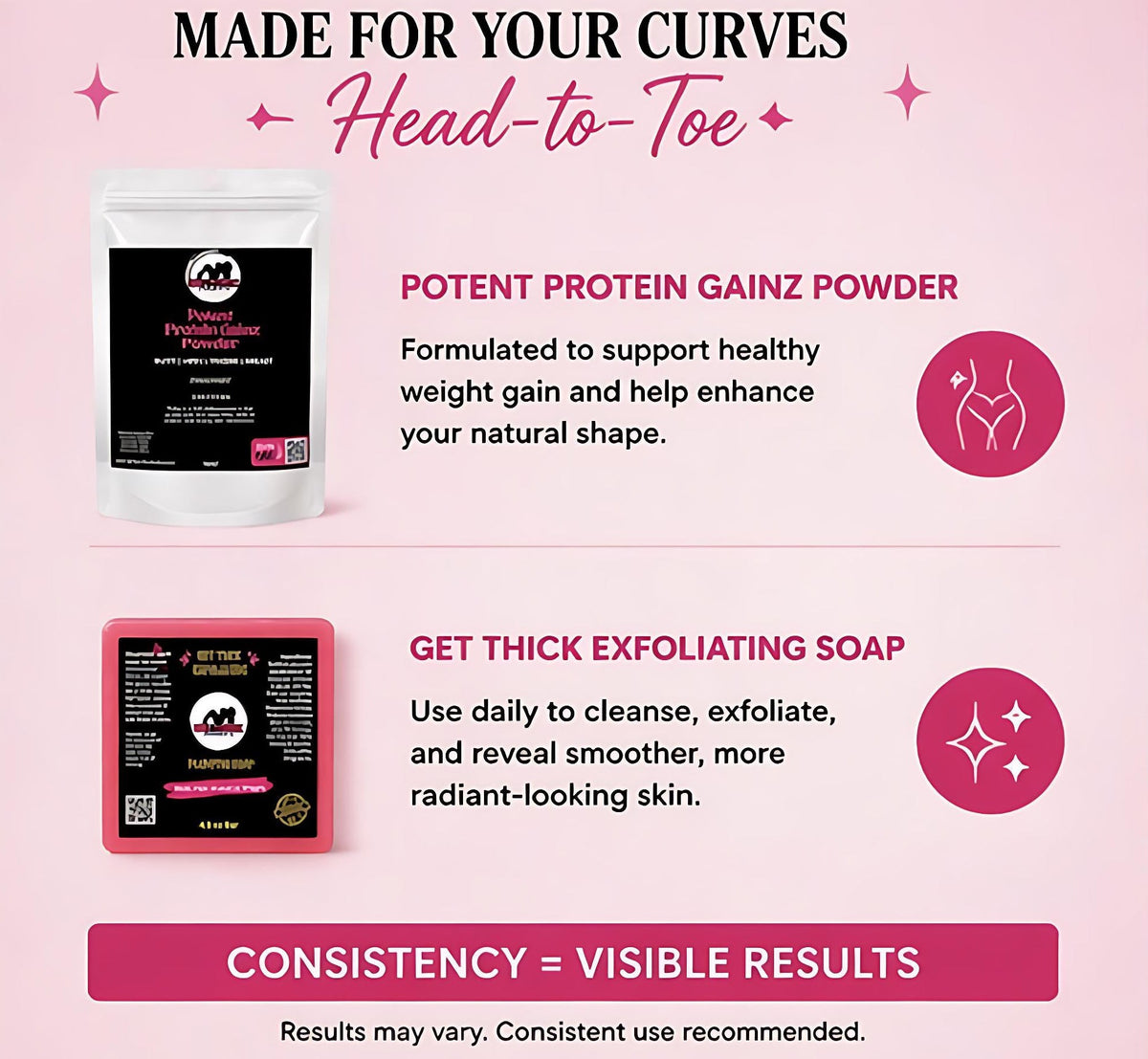 Get Thick Quick™ Weight Gain Powder & Body Enhancement Soap System - Get Thick Products