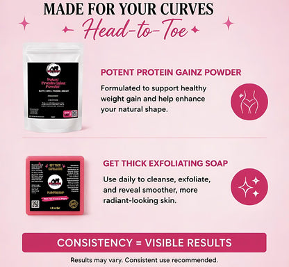 Get Thick Quick™ Weight Gain Powder & Body Enhancement Soap System - Get Thick Products