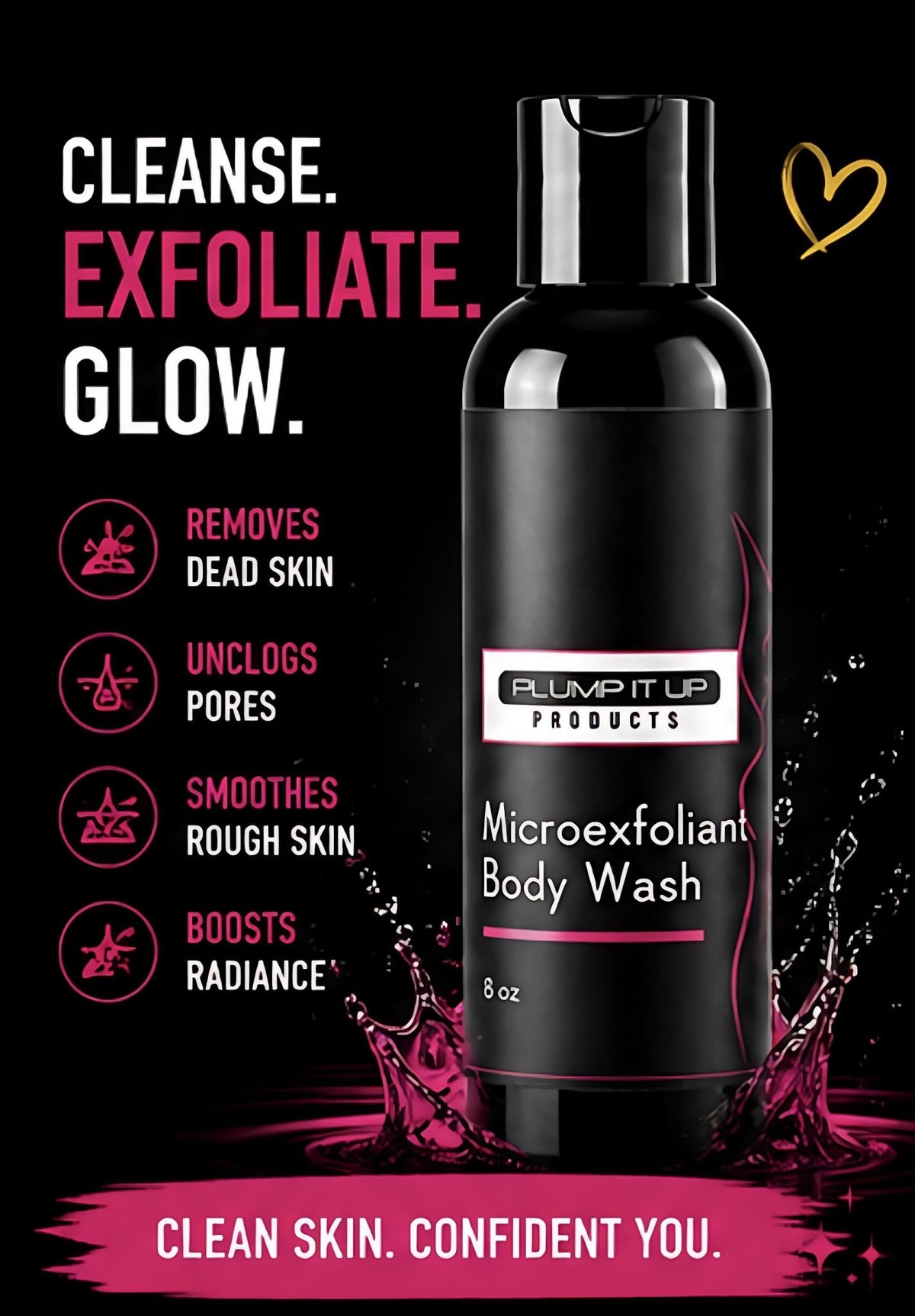 Plump It Up Body Wash – Natural Skin Plumping & Exfoliating Body Wash for Youthful Glow - Get Thick Products