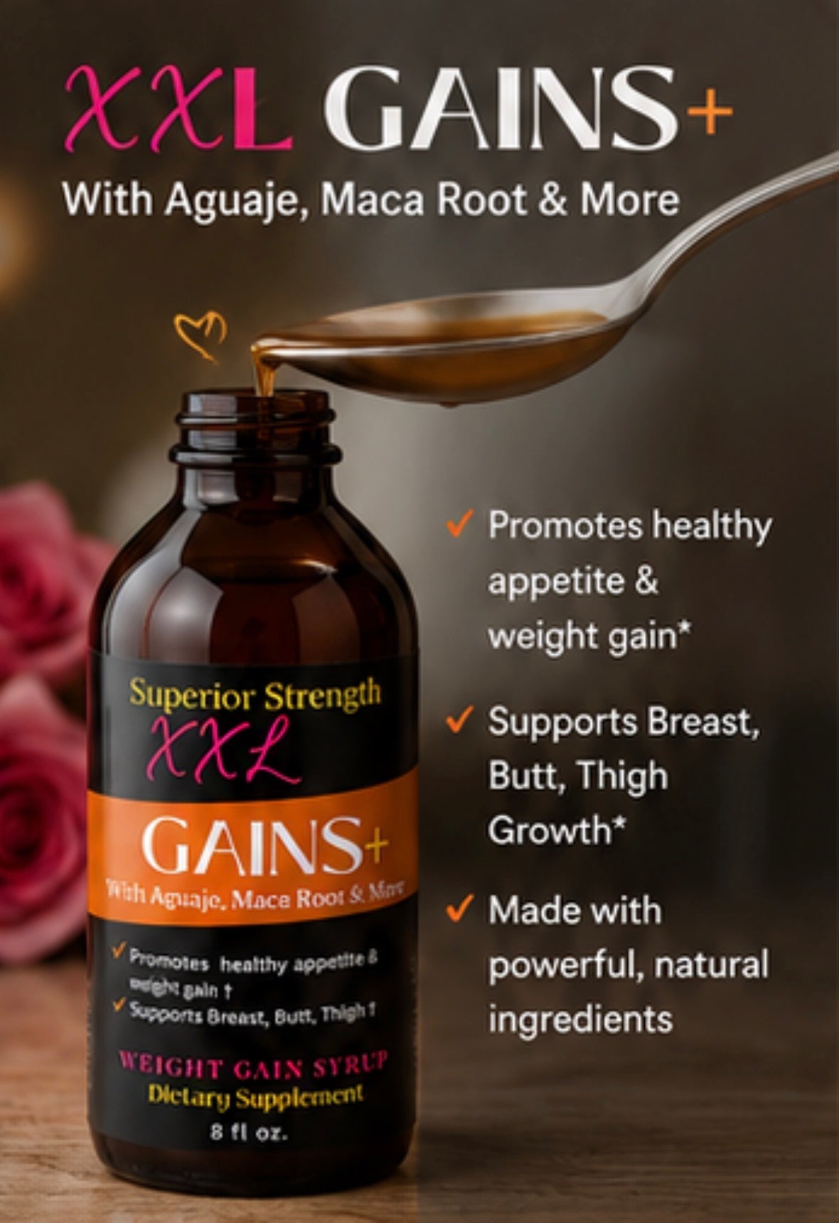 Weight Gain Syrup - XXL Gains with Butt Enhancement Herbs USA - Get Thick Products