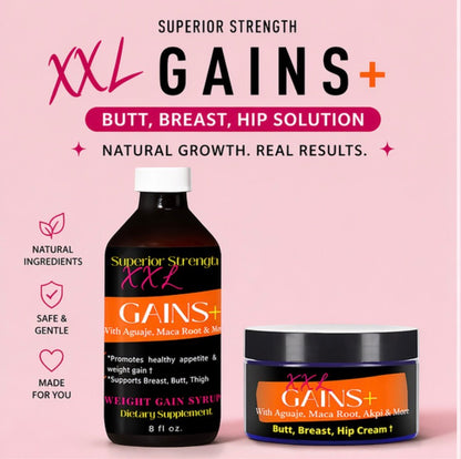 XXL Gains+™ Syrup + Enhancement Cream Combo – Inside & Outside Curvy Routine - Get Thick Products